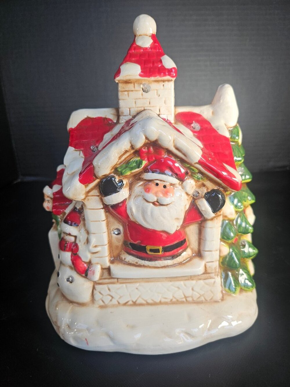Vintage Transpac Ceramic Christmas House Musical Plays "Jungle Bells" Lights Up